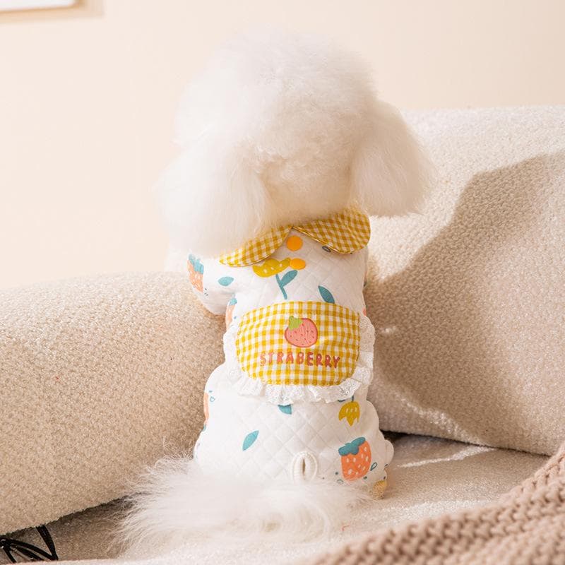 Autumn and Winter Dog Cotton Cartoon Printed Belly Coat Cat Belly Coat Medium and Small Dog Home Clothes Pet Clothes XXL