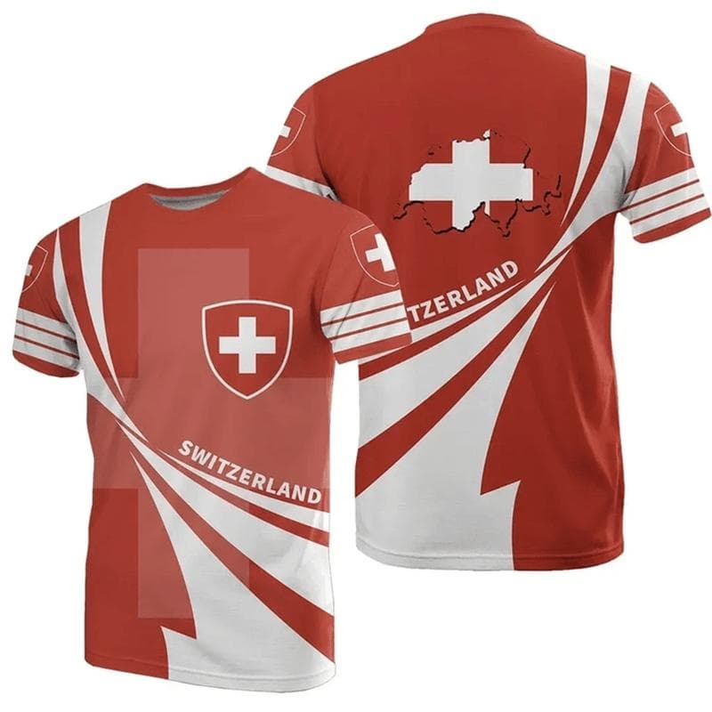 Outdoor Casual Sportswear Tshirts For Men Clothing Switzerland National Emblem Flag 3d Print Cool T-Shirt Gym Tops O Neck Tees 4XL