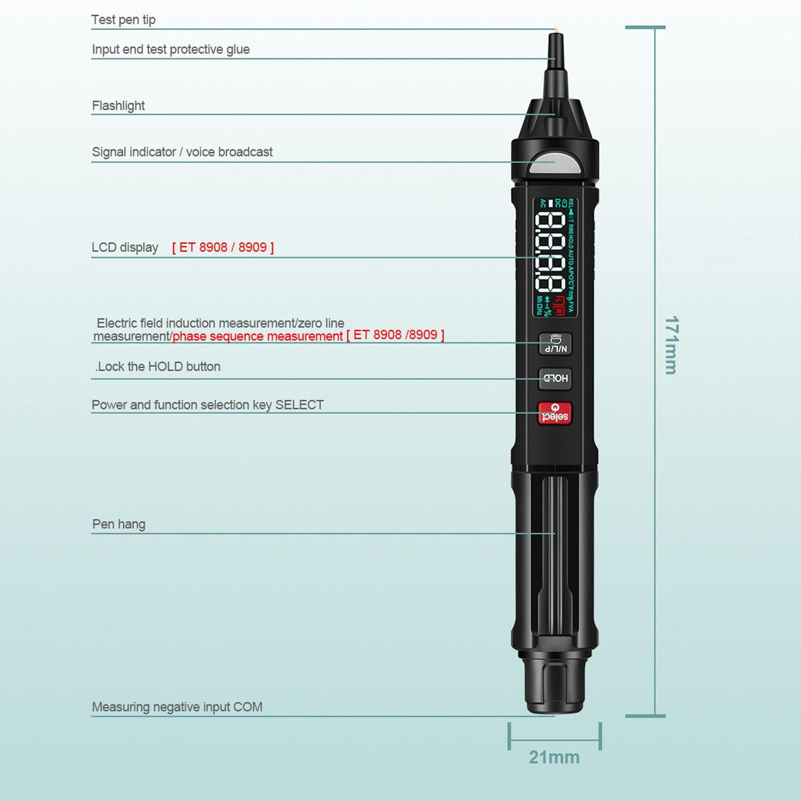 Pen Multimeter Professional 3 in 1 AC DC Voltage Resistance High Accuracy Electrical Tester with