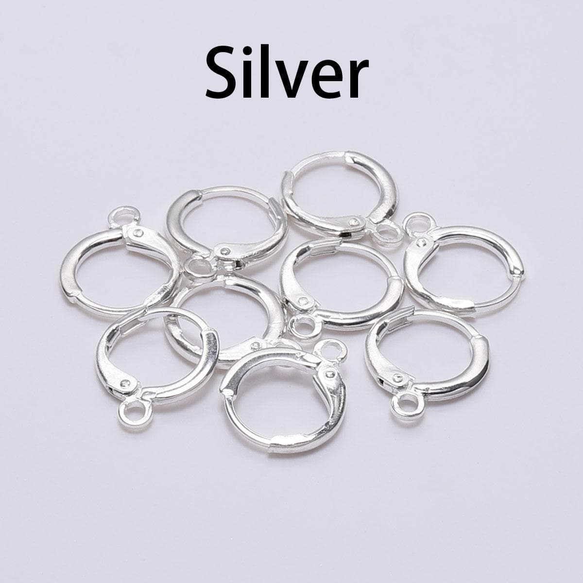 10/100pcs/lot 15x12mm Gold France Lever Earring Hooks Wire Settings Base Earrings Hoops For Jewelry Making Finding Supplies Silver-100pcs