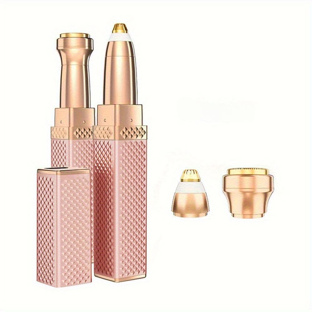 Rechargeable 2-in-1 Eyebrow Razor Facial Hair Shaver With LED Light Painless Women Facial Eyebrows Hair Remover rose gold