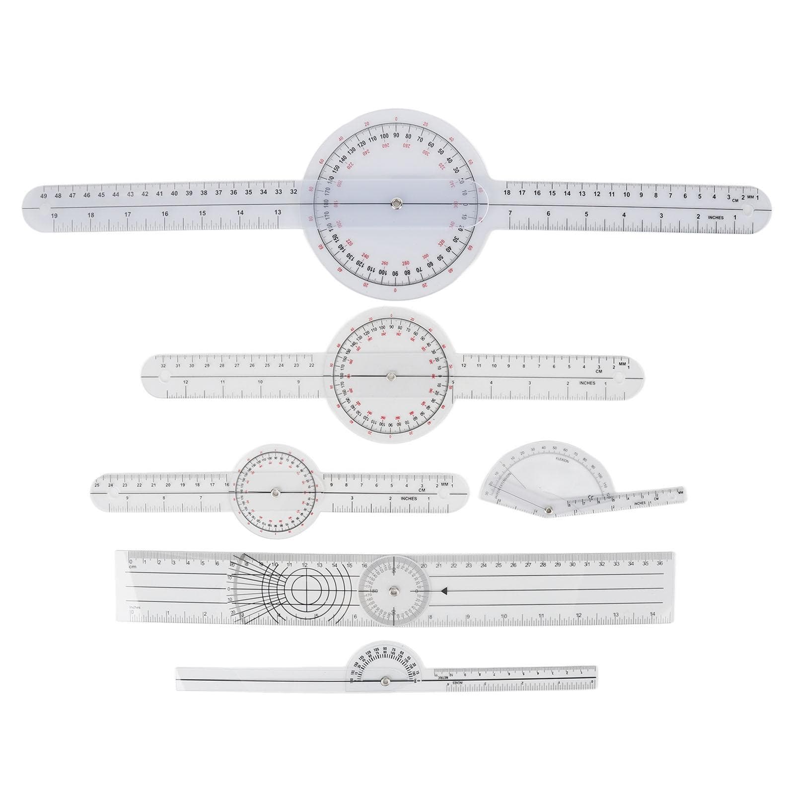 6Pcs Medical Spinal Goniometer Joint Angle Protractor Ruler Multifunctional Combination