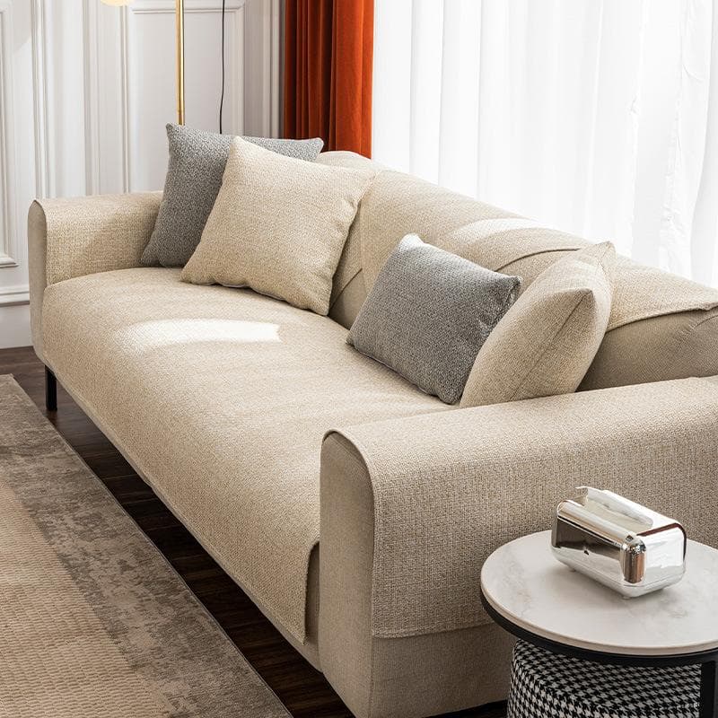 Linen Sofa Cover Solid Color Modern Living Room Anti-slip Combination Sofa Cushion Cover Universal Home Dust Protection Cover 70x90cm 1pcs