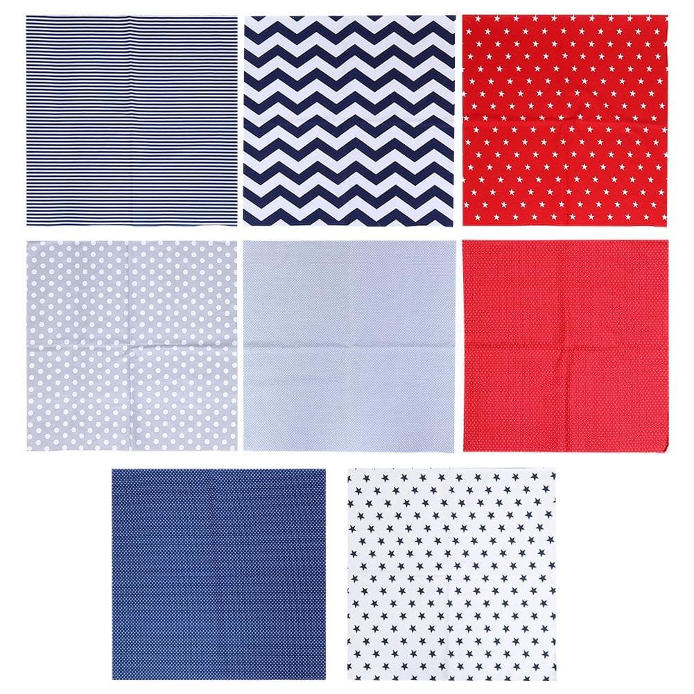 50x50cm 8Pcs Dot Star Stripe Print Pattern Cotton Cloth Fabric DIY Craft Sewing Material