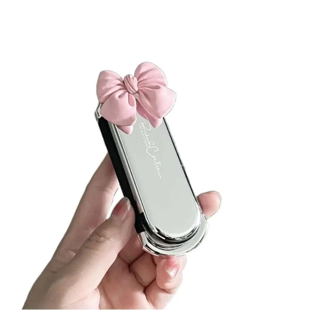 Portable 2 in 1 Folding Comb Mirror Set Simple Colorful Hair Brush With Mirror Comfortable Anti Static Massage Comb pink