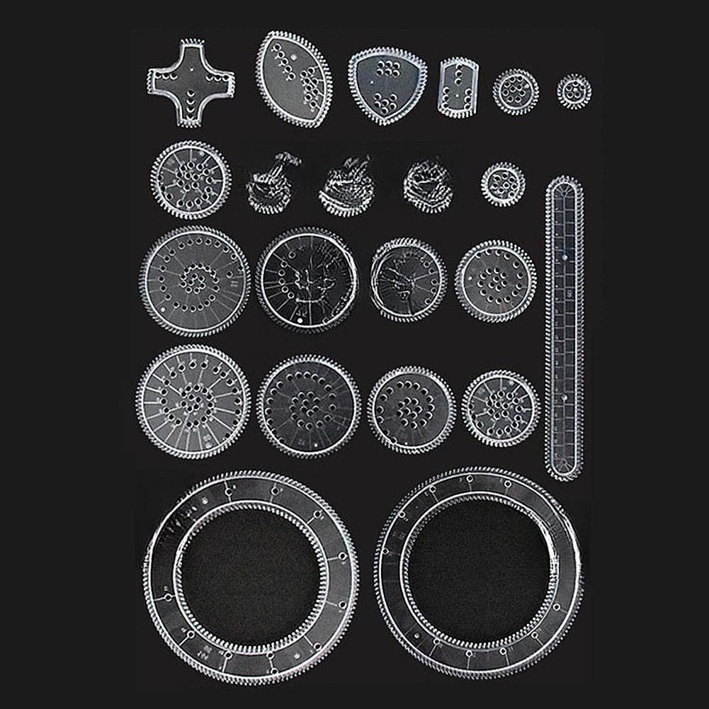 22Pcs/set Spirograph Ruler Set Geometric Ruler Mathematical Roulette Drawing Tools Learning Painting Puzzle Toys Spirograph Art Tool 22Pcs