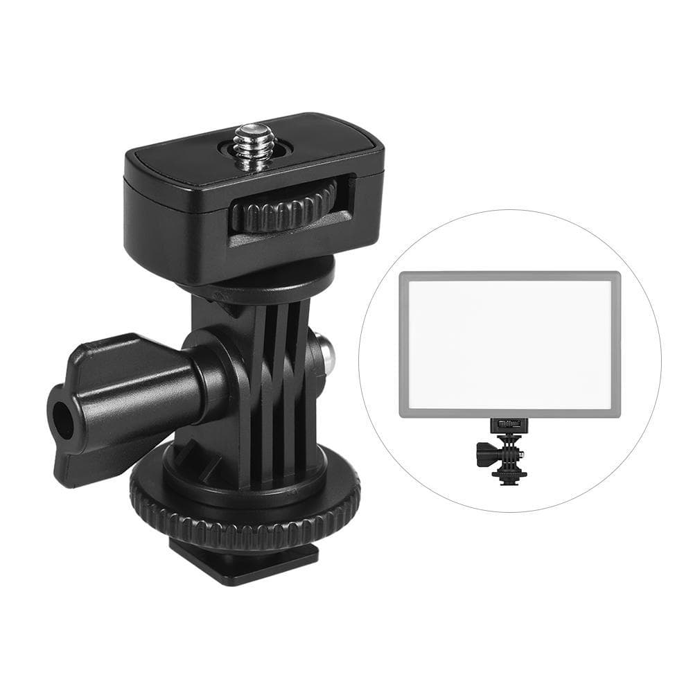 Universal Adjustable Cold Hot Shoe Mount Adapter with 1/4 Screw for Viltrox and other Brands LED without locating plunger black