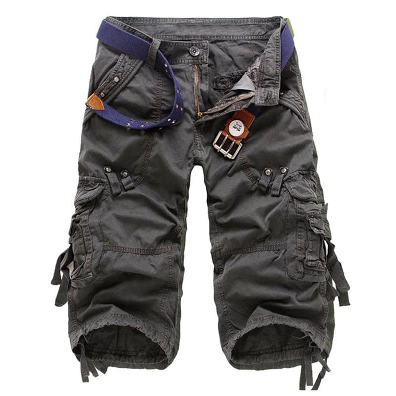 5 Colors Plus Size Summer Camouflage Loose Cargo Shorts Men Camouflage Summer Shorts 28-38 30 dark grey