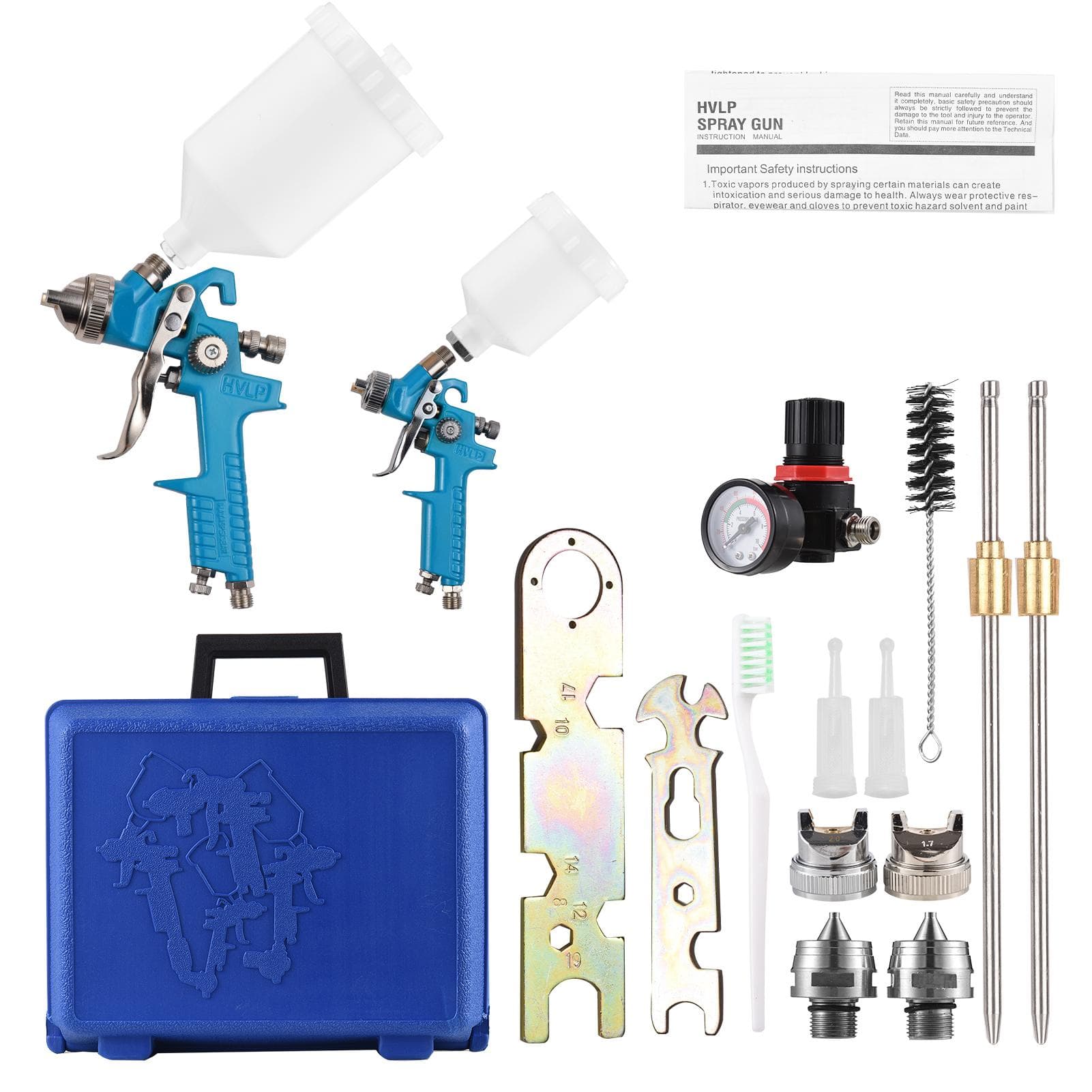 Gravity Feed HVLP Air Spray Gun Kit HVLP Spray Gun Small & Large Air Paint Sprayers with 125ml &