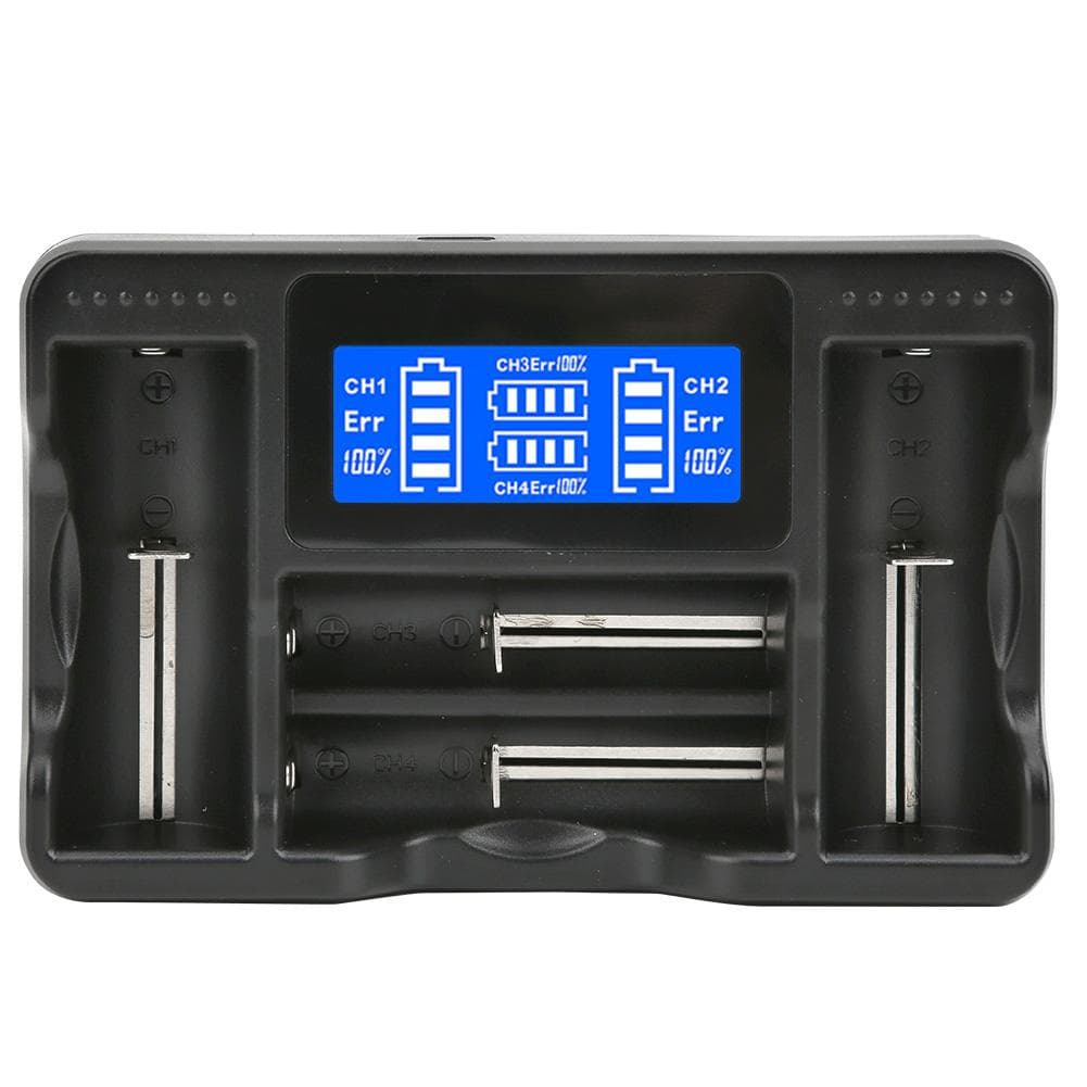 SEIVI Black PC Portable Travel LCD Smart Display USB Four Slot Battery Charger for Ni MH Ni Cd AA