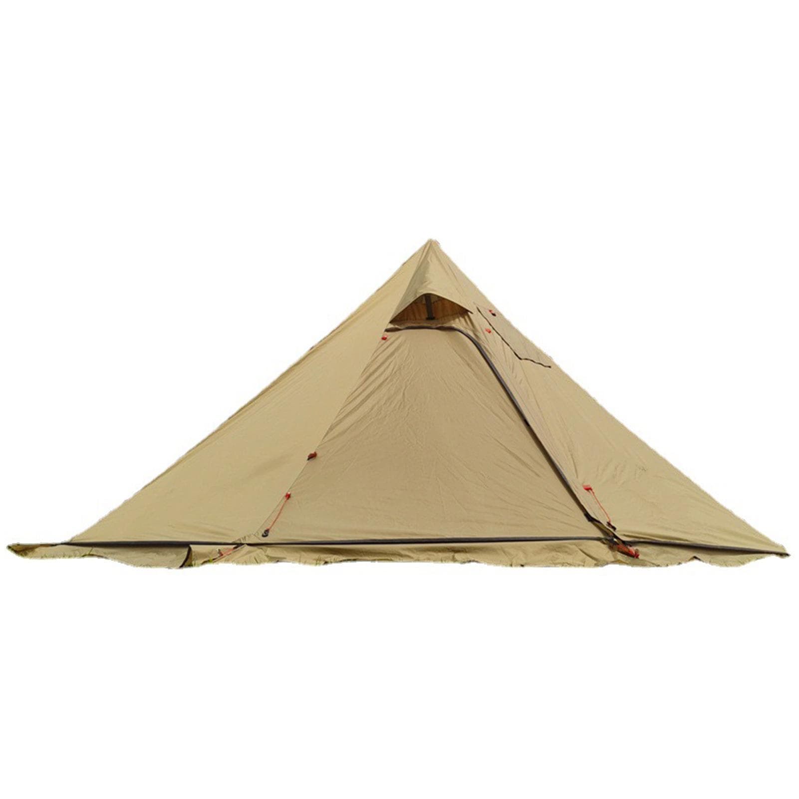 10.5' x 5.2' Camping Tent with Stove Jack Outdoor Teepee Tent for Family Camping Backpacking Hiking brown