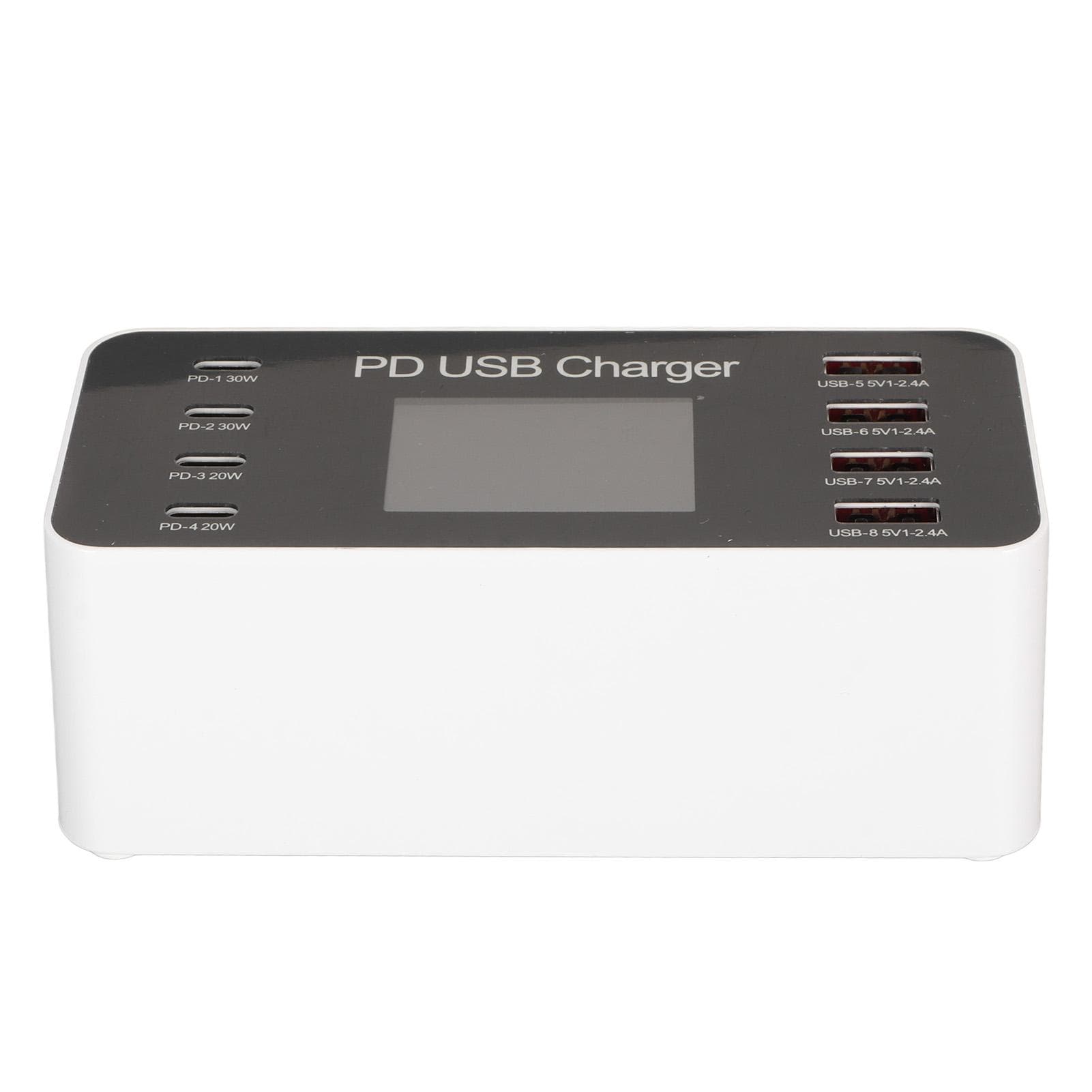 USB Charging Station 65W Hub 8 Ports USB A USB C PD Fast Multi Charging Dock Circuit Protection EU Plug