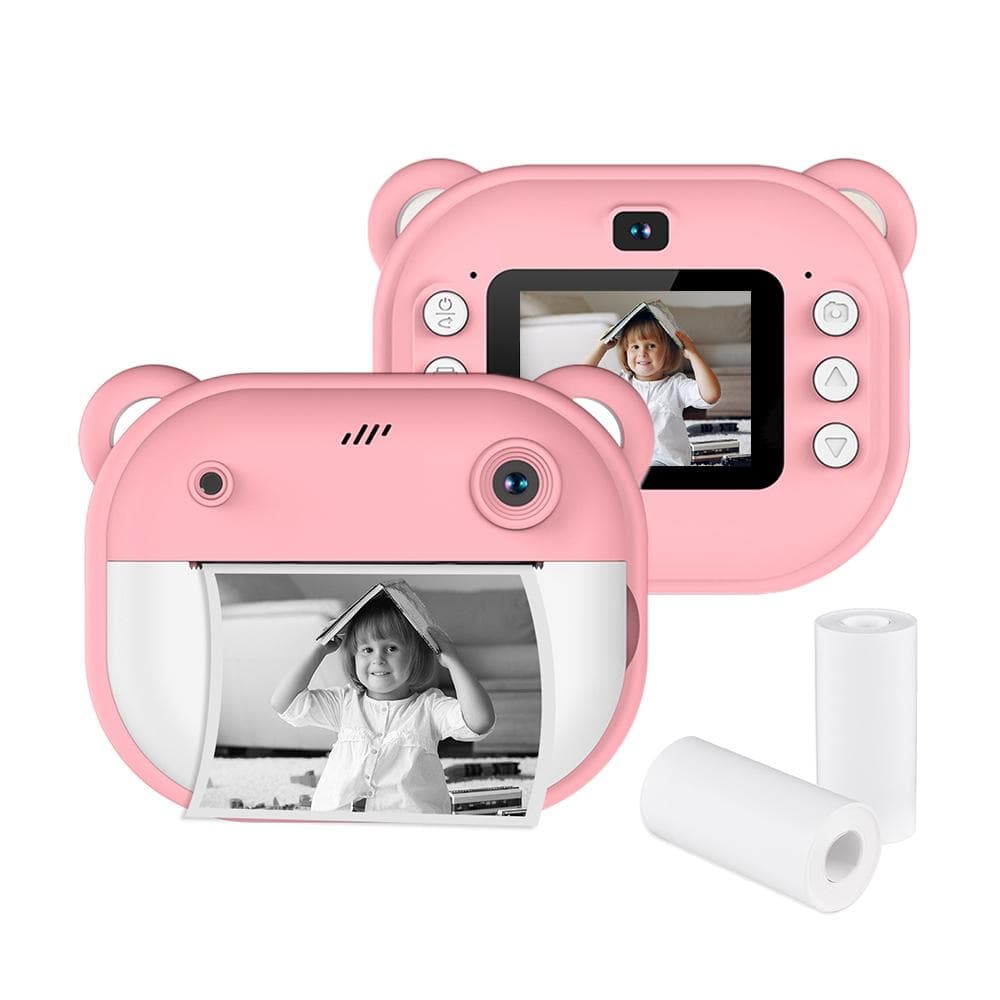 Kids Instant Print Camera Kids Camera 1080P Digital Camera with Dual Lens 2 Inch Screen Built-in pink