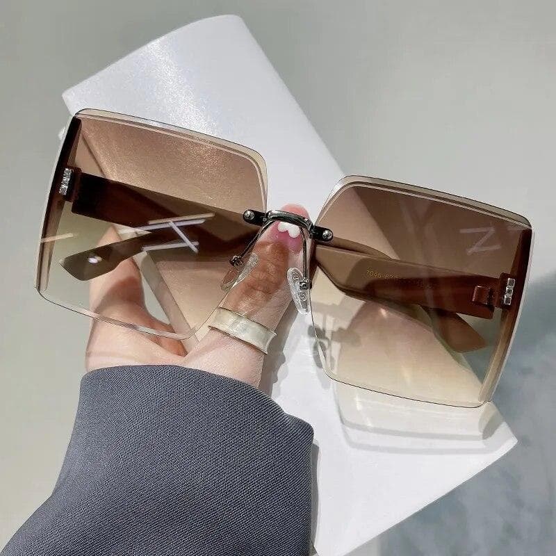 Fashion Gradient Frameless Women Sunglasses High-end Stylish UV Protection