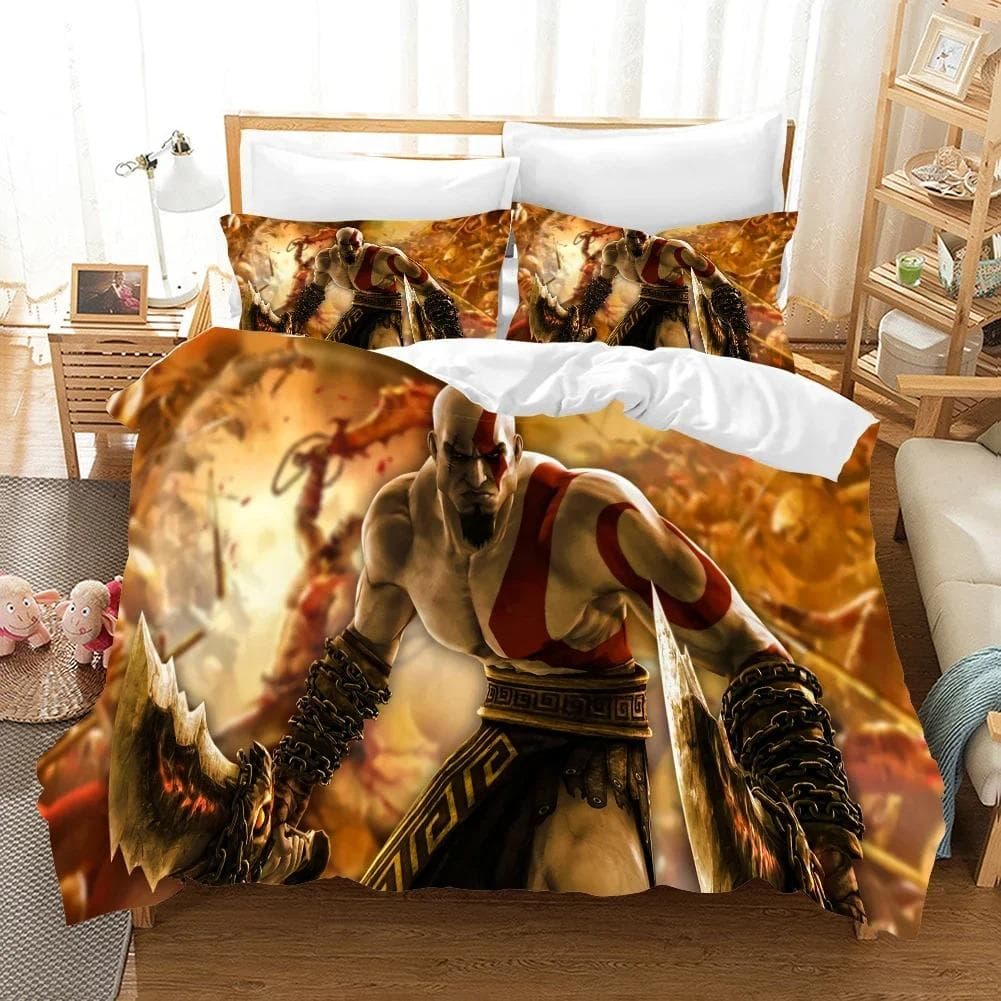 3D Digital Game God of War Print Bedding Set Game Handle Print Design Duvet Cover Sets USAUEURU SingeTwinQueenKing Size 70x133cm 2pcs