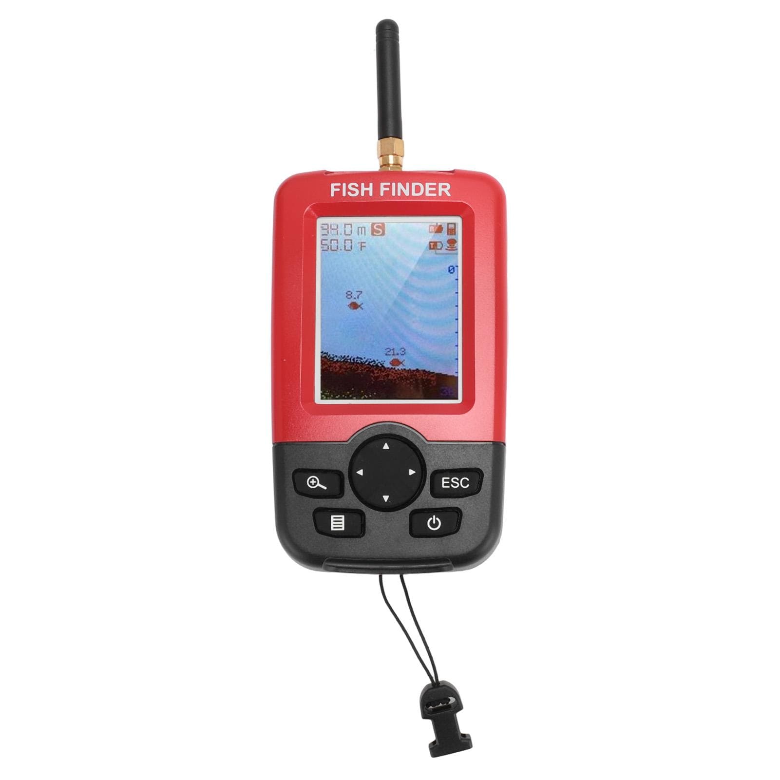 Portable Fish Finder Waterproof Screen Display Alarm Function Wireless Fish Finder for All Fishing red