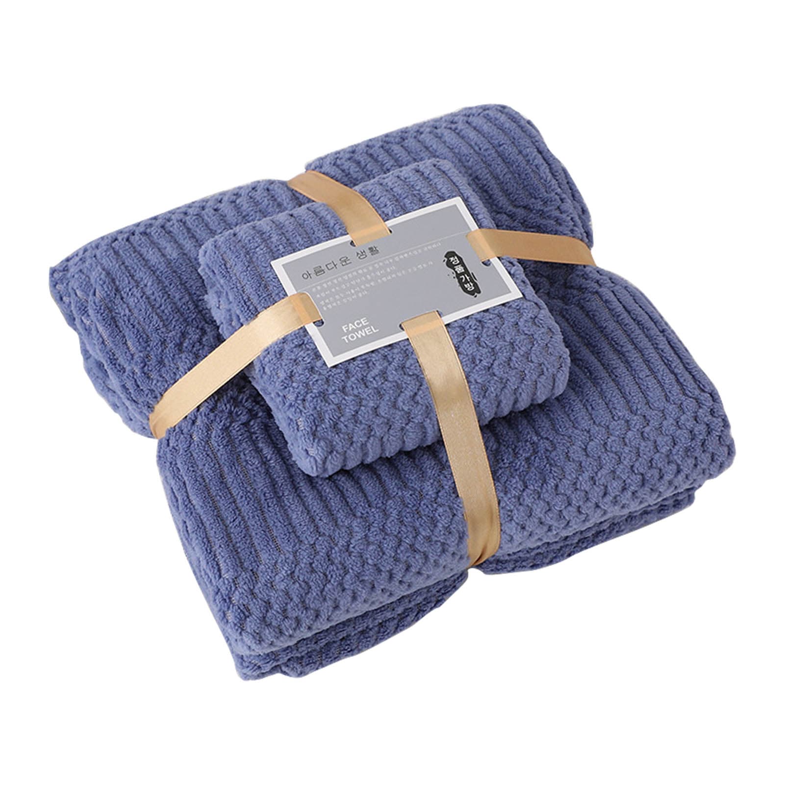 Bath Shower Towel Set Coral Fleece Quick Dry Highly Absorbent Soft Comfortable for Daily Use Dark dark blue