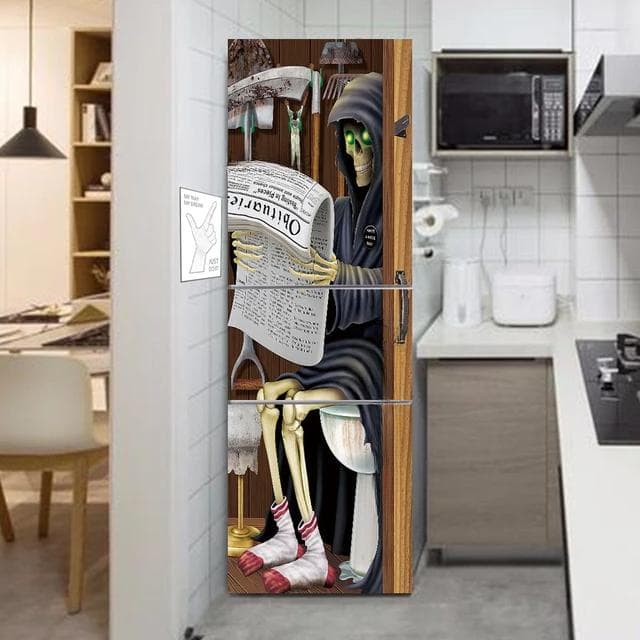 Kitchen Vinyl Refrigerator Stickers Self-adhesive Fridge Wallpaper Door Cover Coffee Jungle Ball Decoration Poster Mural 3d Film 60x180cm(1pcs)