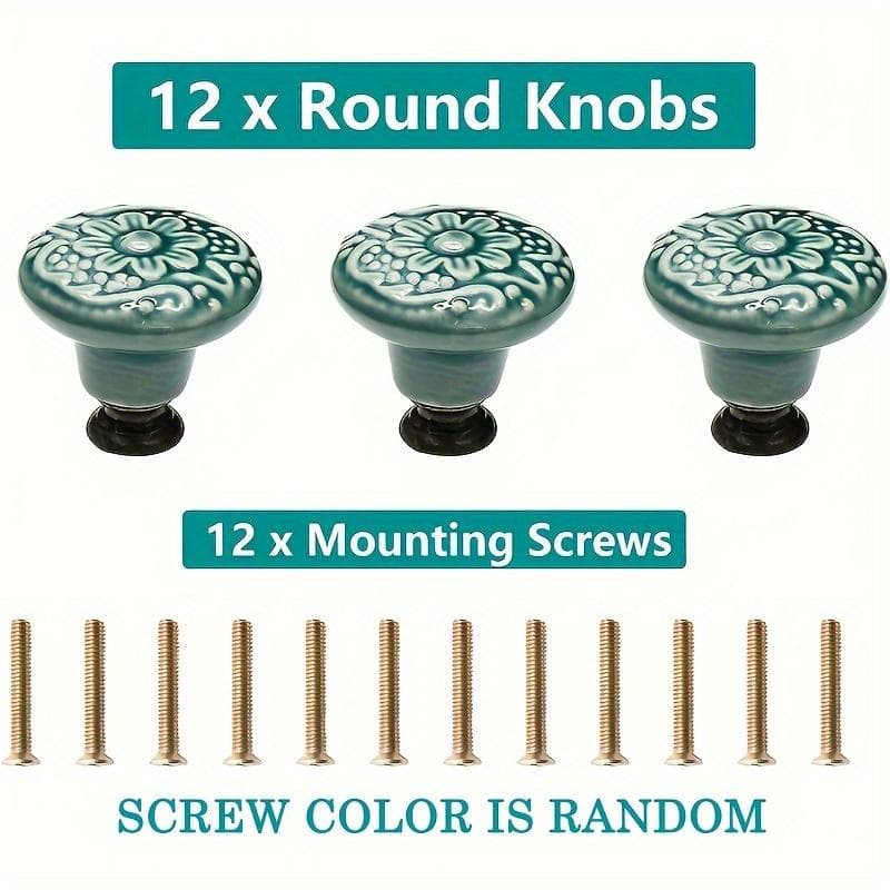 12pcs Cabinet Knobs,ceramic Cabinet Knobs,dresser Knobs Drawer Knobs,cabinet Door Knobs,drawer Pulls Dresser Knobs with Mounting Screws 12pcs green
