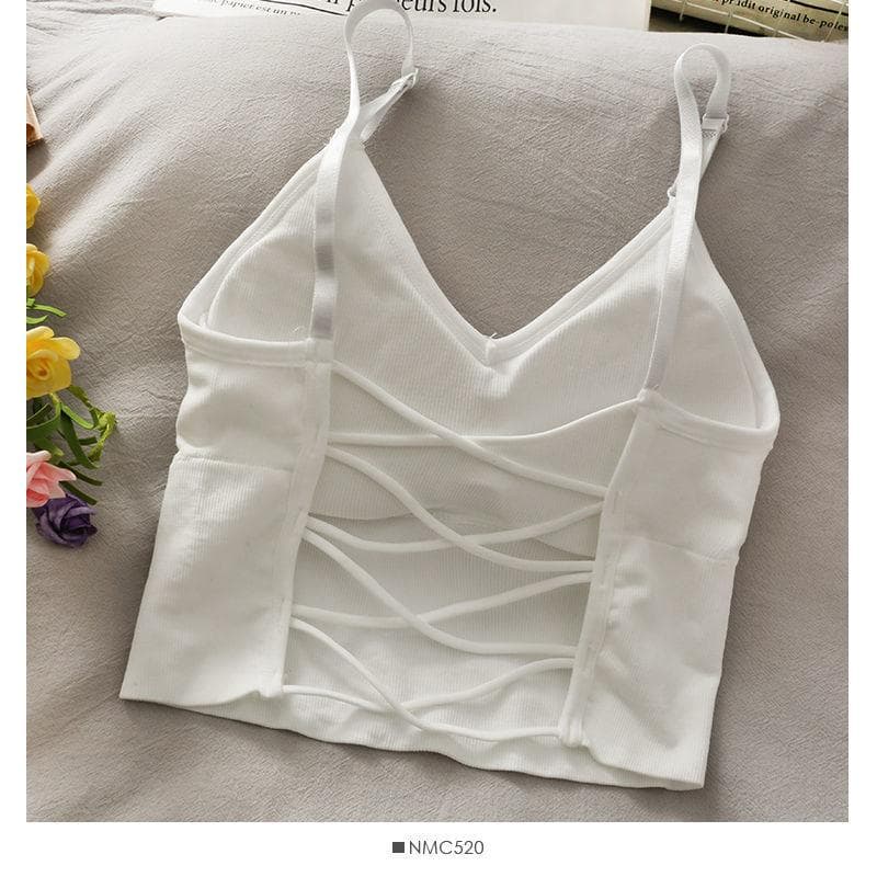 Womens Tops Sexy Tank Top Women Built In Bra Solid Color Camis for Women Crop Top Off Shoulder Sleeveless Camisole white