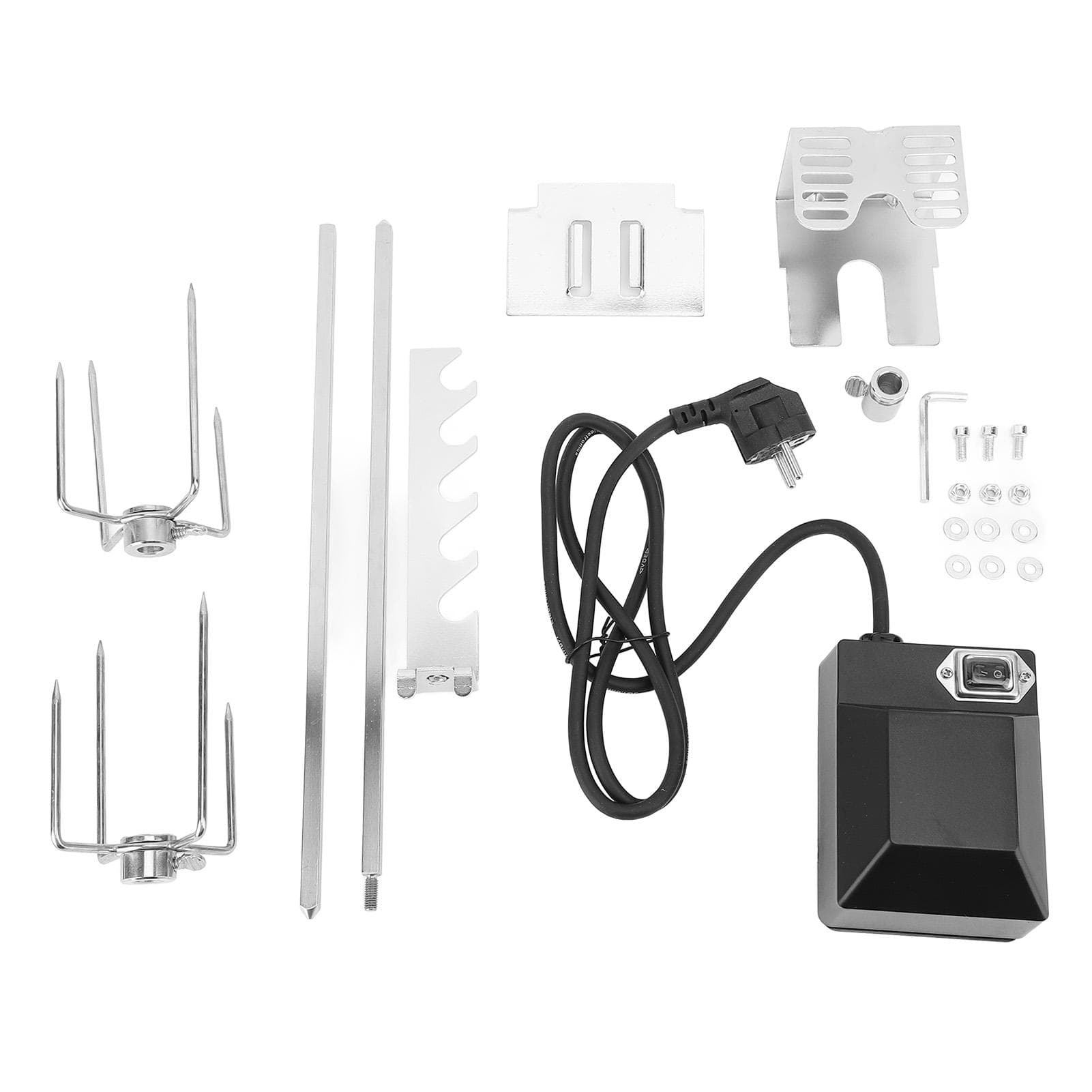 Rotisserie Grill Kit Waterproof Switch Stable Rotating Motor Strong Load Bearing Stainless Steel