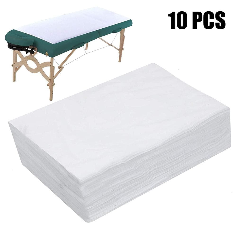 10Pcs Disposable Non Woven Bed Sheet Waterproof and Oil Proof Bed Cover for Beauty Salon SPA Tattoo white