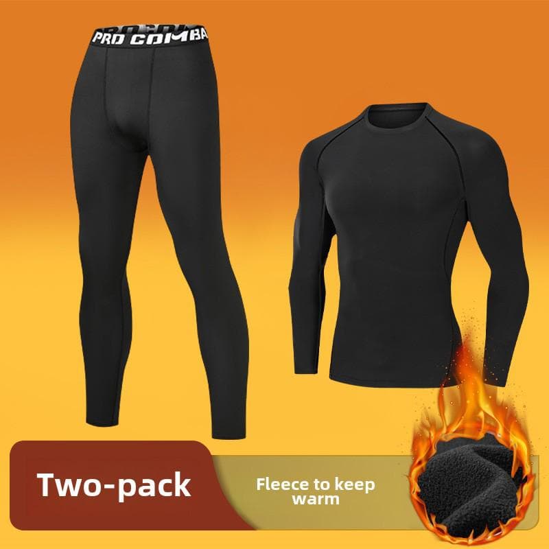 Men's Winter Thermal Fitness Tights: Quick-Dry, High-Elastic Running Suit with Velvet Lining L (100-120 jin)