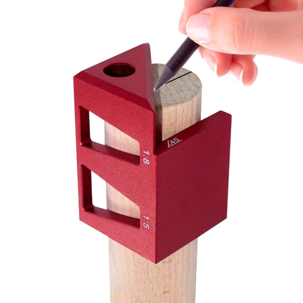 Woodworking Measuring Ruler 3D Multi-Angle Aluminum Alloy Square Protractor 45/90 Degree Drawing red