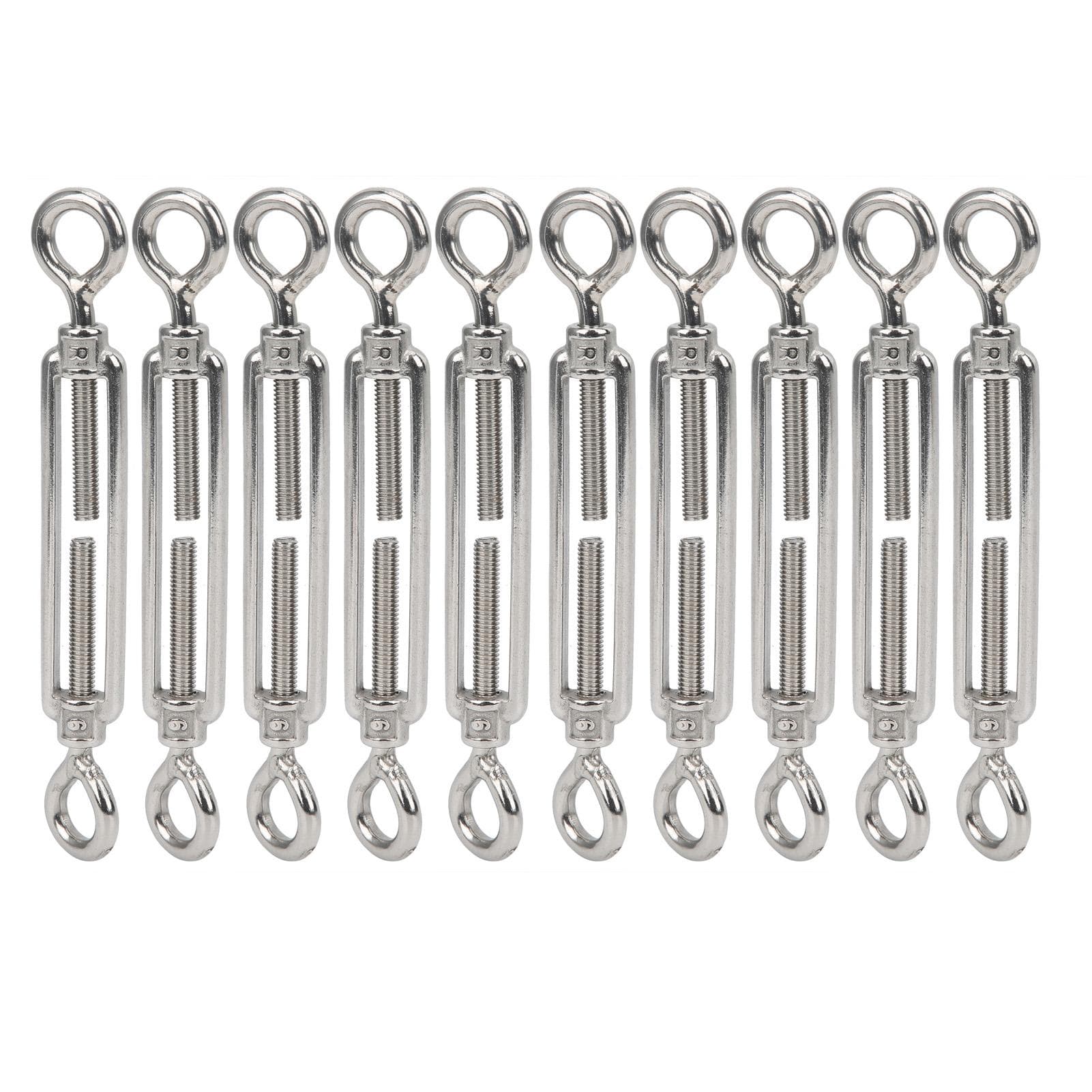 10pcs Eye and Eye Turnbuckle Wire Tensioner Strainer Stainless Steel Rope Tensioner M6