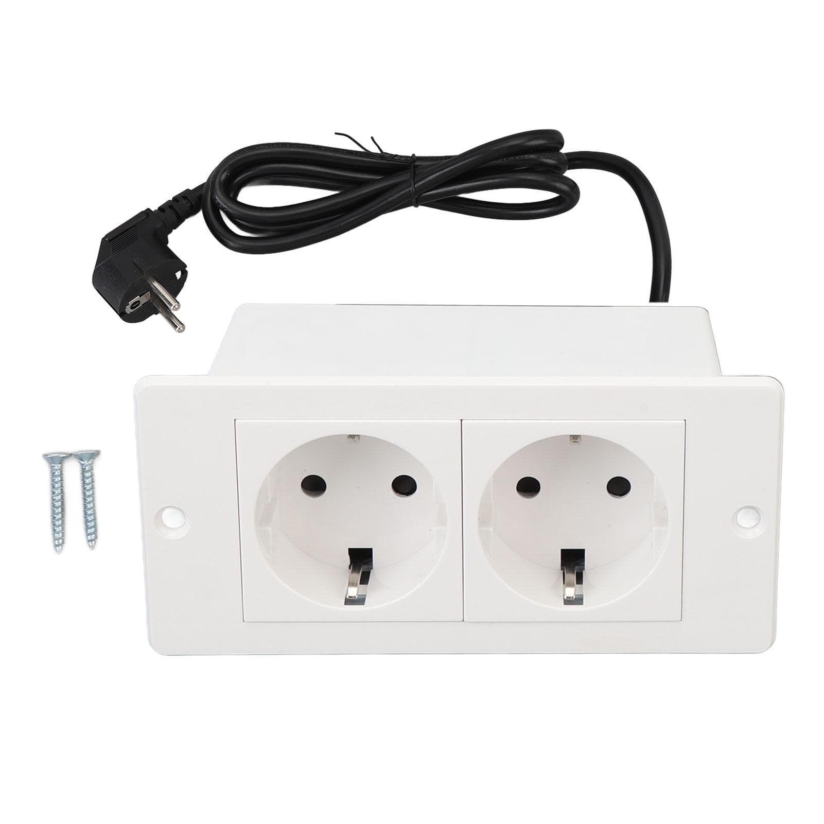 Desktop Socket Embedded Outlets Recessed Power Strip Plug 2 AC Outlets for Office Home Study