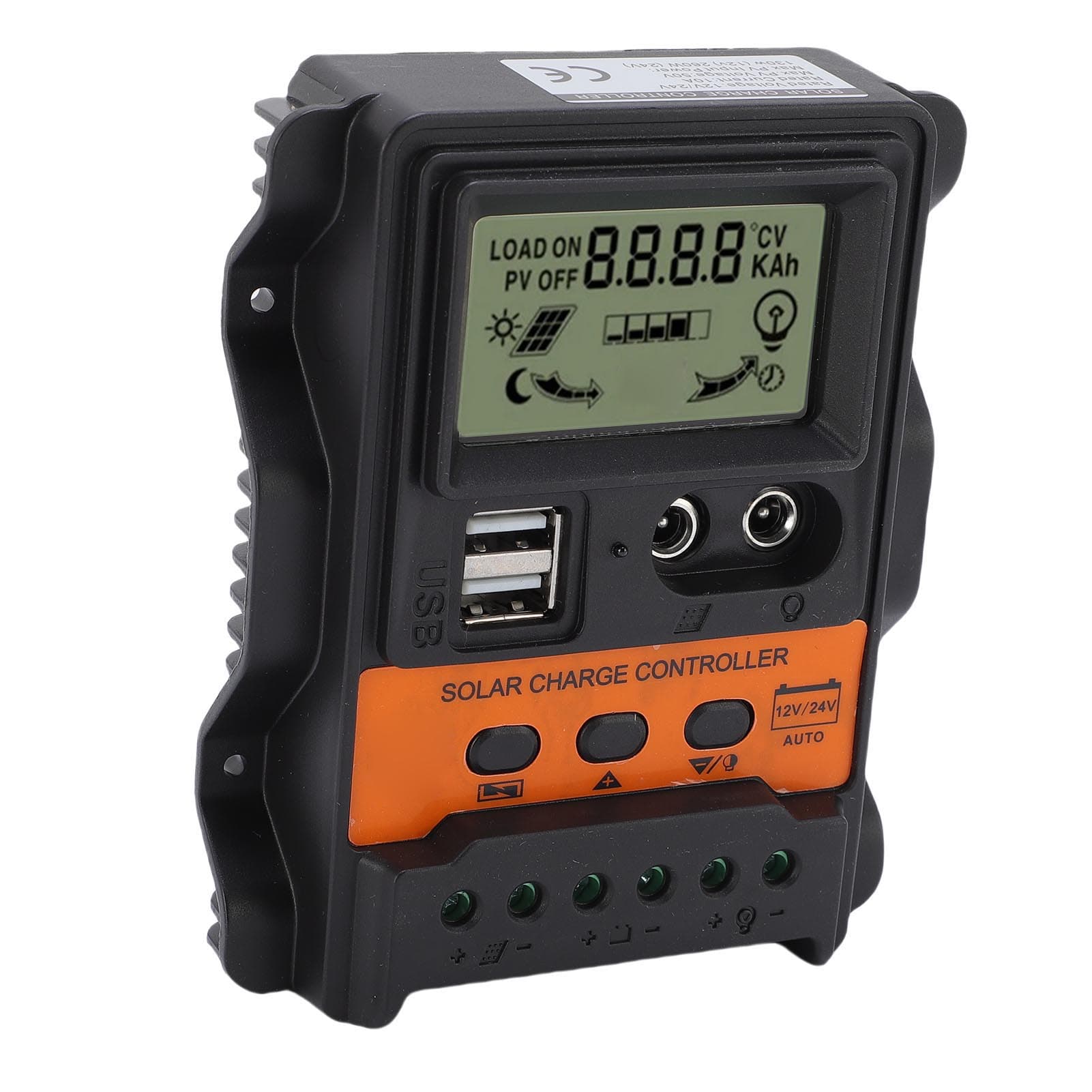 Solar Charge Controller 10A 12V 24V Full Automatic Solar Panel Regulator with Dual USB and DC Ports