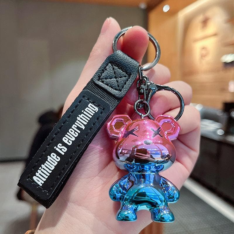 Stylish Gradient Bear Doll Car Keychain Ornament
