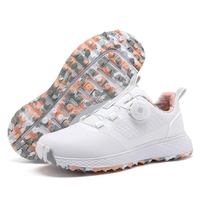 Men Women Professional Golf Shoes Ladies Spikeless Tour Golf Shoes Classic Outdoor Waterproof Leather Sneakers 38 pink/white