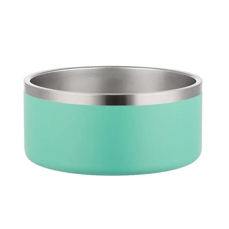 Stainless Steel Round Dogl Cat Bowl Double Vacuum Feeding Pet Bowl Large Capacity Dog Food Water Bowl Dog Accessories Puppy green