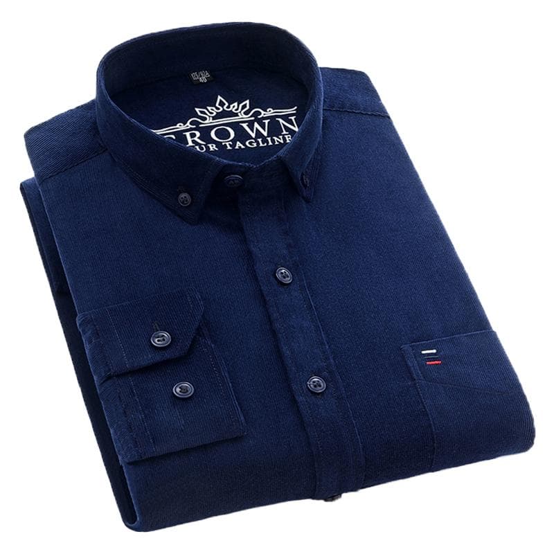 Autumn and Winter Cotton Men Corduroy Long Sleeved Casual  Shirt M