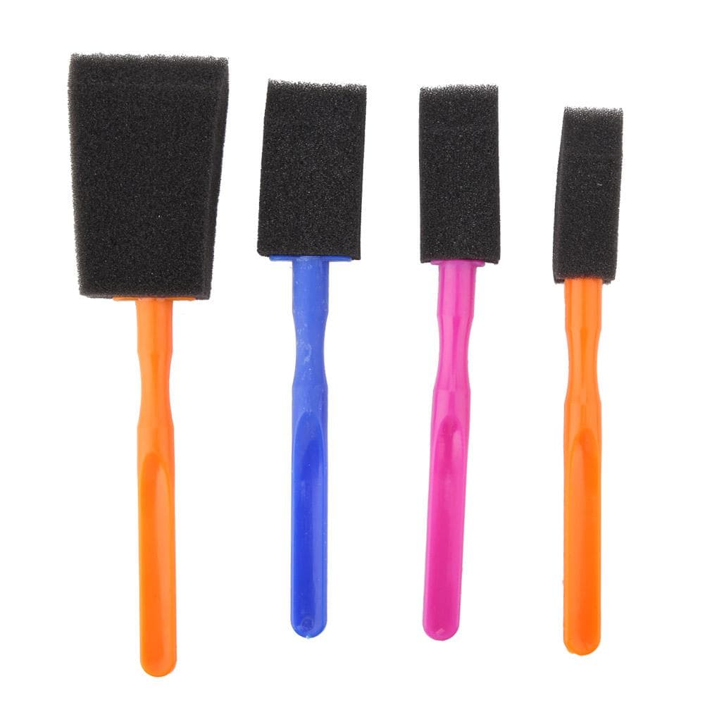 4 PCS Durable and Beautiful Sponge Foam Brush with Quality Plastic Handle for Young Artists