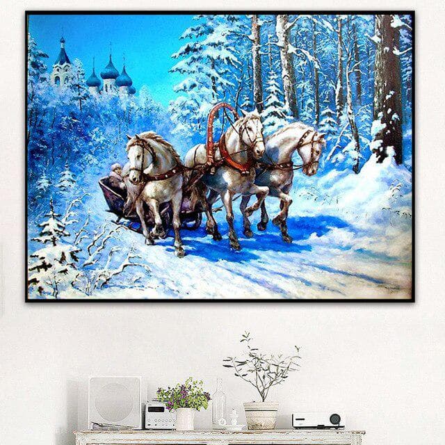 5d Diy  Snow Horse  Diamant Mosaic Diamond Embroidery Cartoon Painting Broderies Diamond Painting 20X30