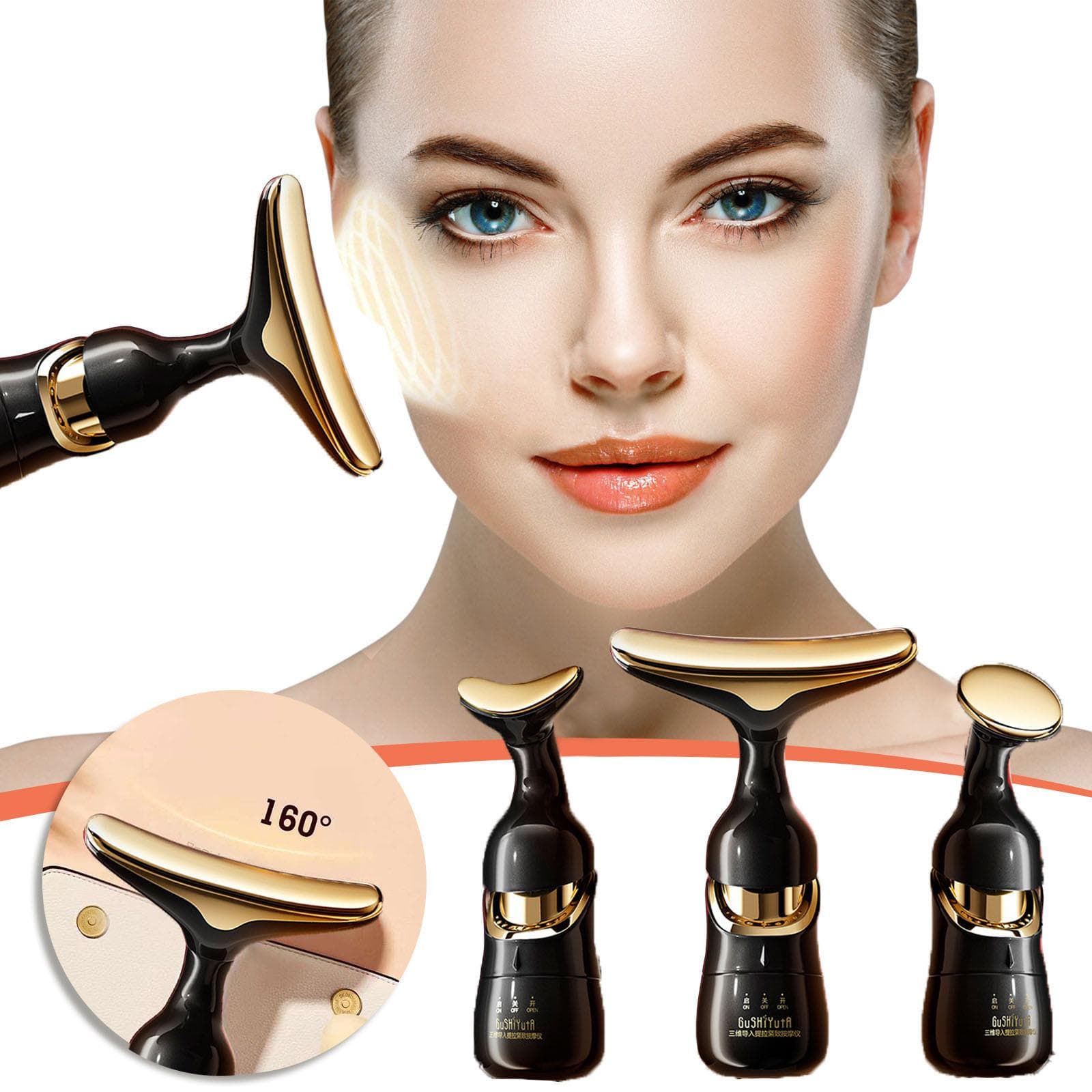 3 In 1 Face Massager Facial Lifting Device Electric Beauty Introducer For Face Neck And Eyes Microcurrent Beauty Skin Tightening Machine Anti Aging black
