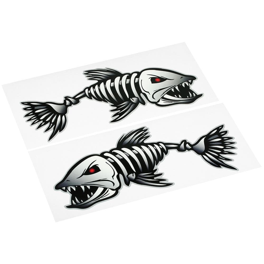 2 Pieces Fish Teeth Mouth Stickers Skeleton Fish Stickers Fishing Boat Color2
