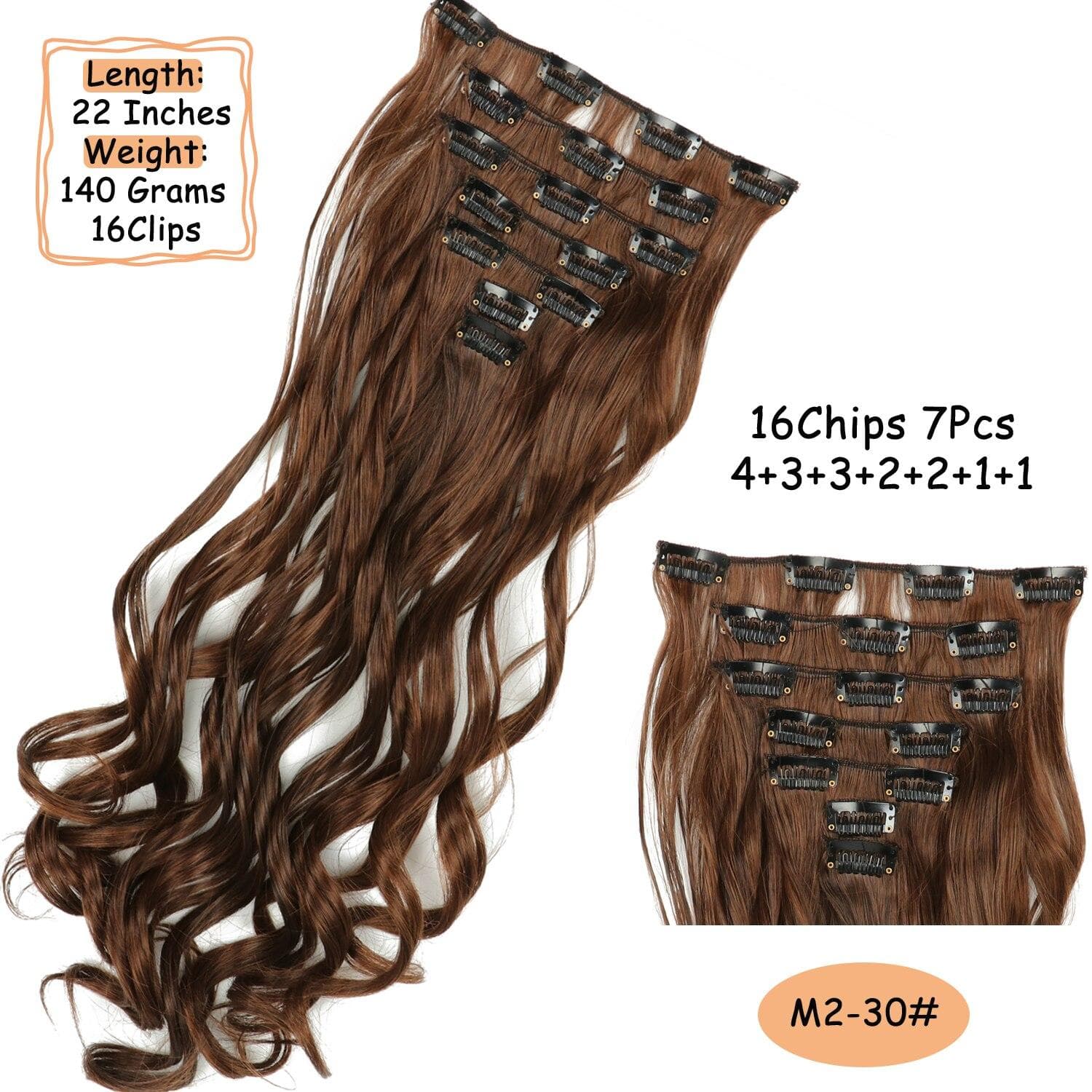 MISSQUEEN 16 Clips 24 Inch Synthetic Long Curly Hair Hairpiece Heat Resistant Hair Extension Clips In Ombre Black Brown Blonde Women 24inches&China