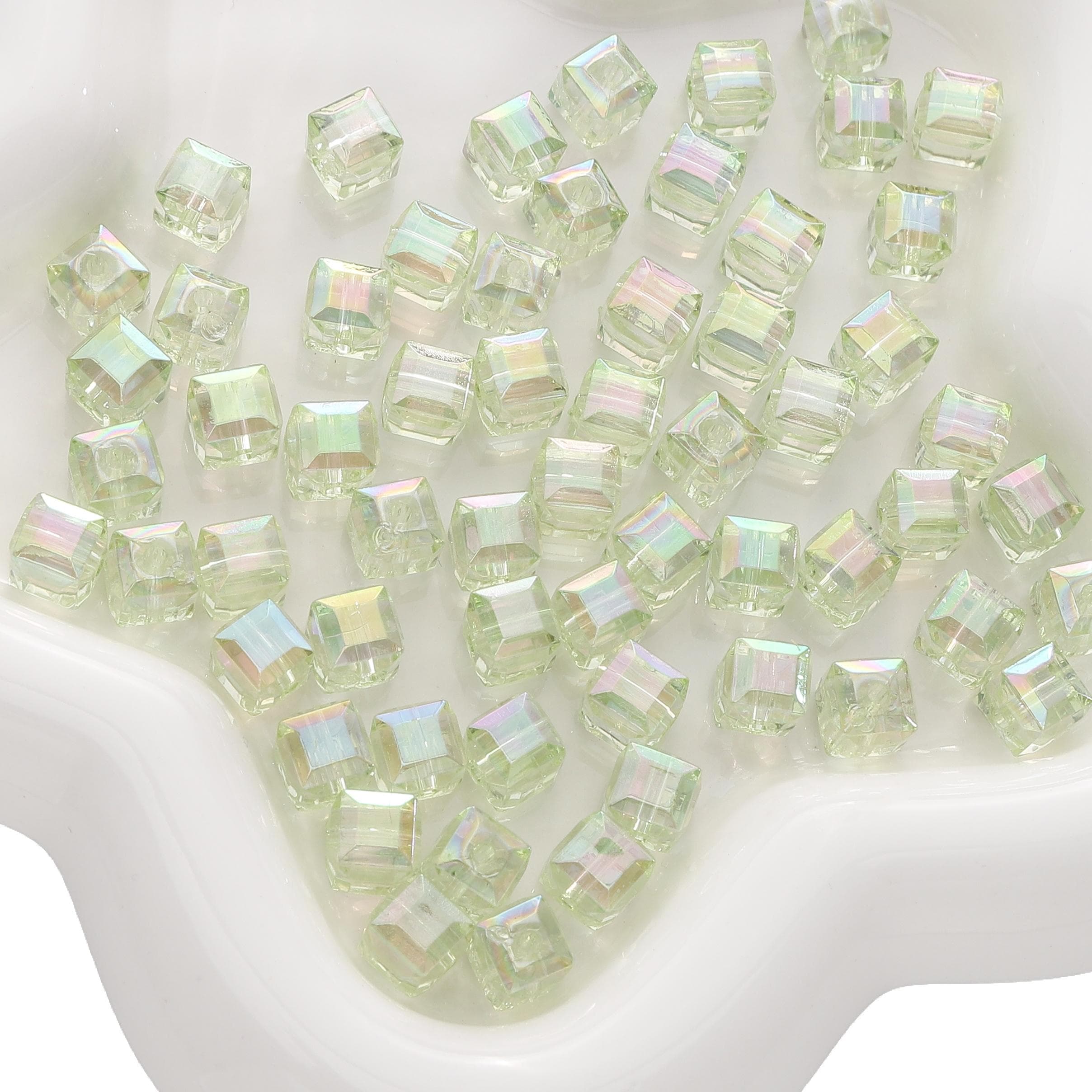10Pcs Acrylic Imitation Glass Three-Dimensional Magic Square Beads For DIY Bracelets Necklaces Jewelry Making green