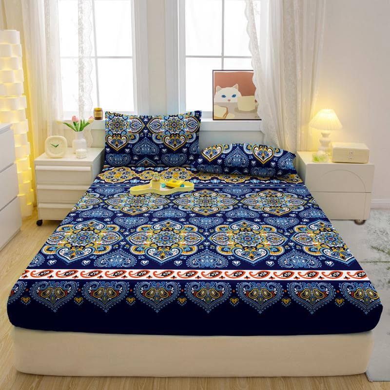 3-Piece Simple Modern Bohemia Pattern Matte Three Piece Fitted Sheet Set, Bedroom Printed Bed Cover Set, Bedding 90x200cm