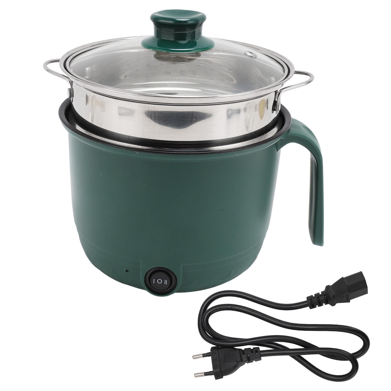 Electric Cooking Pot 1.5L 600W Stainless Steel Anti Scald Handle Clear Lid Electric Cooker for Home L(for 6.5-9kg)