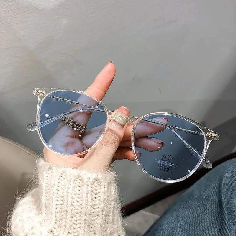Unisex Oval Photochromic Myopia Glasses Outdoor Color Changing Blue Light Blocking Sunglasses Eye Protection 0