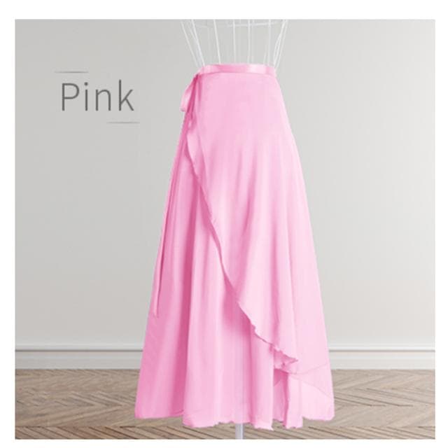 Chiffon Ballet Tutu Dance Skirt Dance Skate Wrap Scarf Gymnastics Ballerina Lyrical Long Ballet Skirt Women Ballet Dance Dress One Size pink