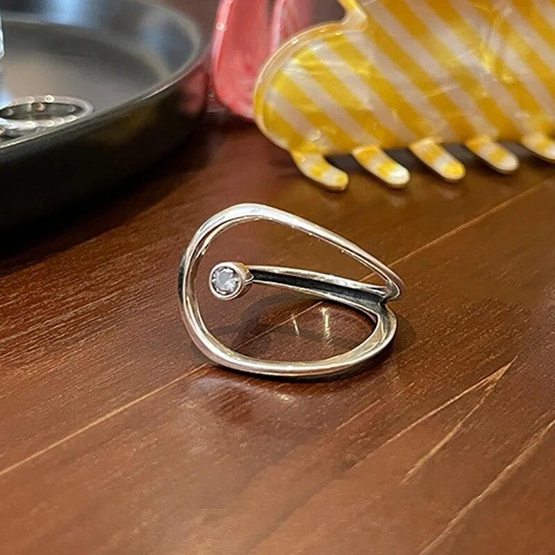 Stamp Engagement Rings for Women Couples New Fashion Creative Hollow Geometric Handmade Birthday Party Jewelry Gifts resizable silver
