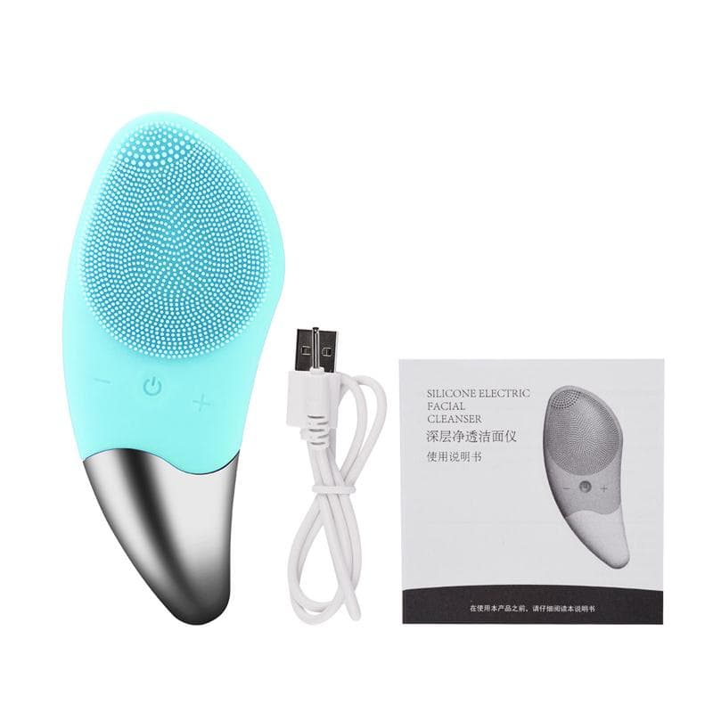 Electric Facial Cleansing Brush with USB Charger green