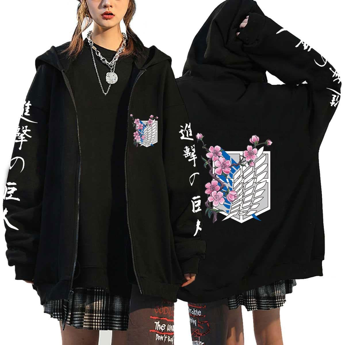 Attack on Titan Hoodie Zipper Sweatshirts Anime Levi Ackerman Shingeki No Kyojin Hoodie Men Sportswear Cosplay Clothes Women M