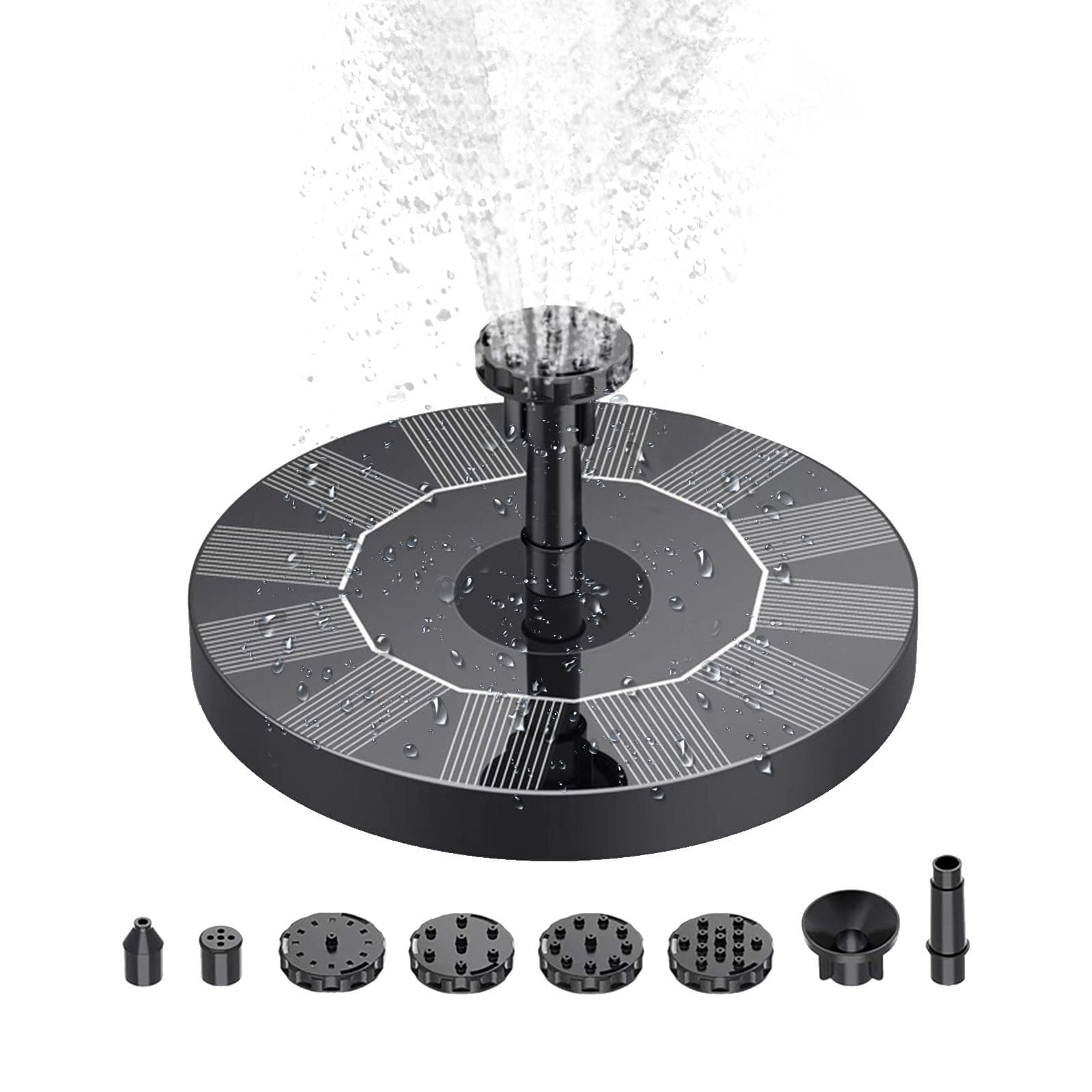 1.4W Solar Fountain Pump with 6 Nozzles Free Standing Water Pump Floating Fountain for Bird Bath Type 1