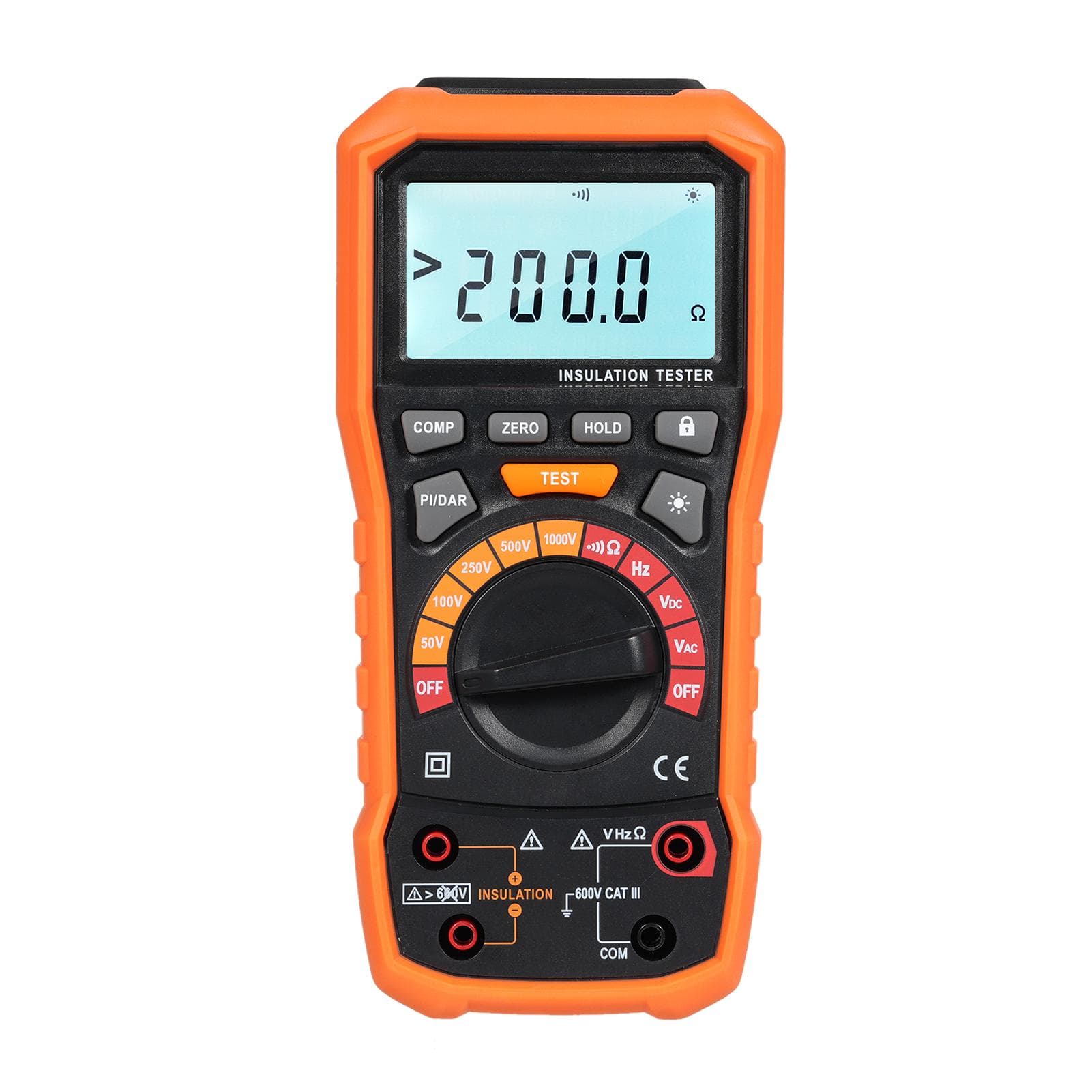 Insulation Resistance Tester 501002505001000V Megohmmeter and Multimeter with 2 Test Leads orange